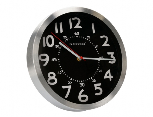 Reloj Q-connect de pared de metal redondo 25 cm movimiento silencioso color KF16948 , cromado, imagen 4 mini