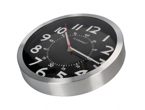 Reloj Q-connect de pared de metal redondo 25 cm movimiento silencioso color KF16948 , cromado, imagen 5 mini