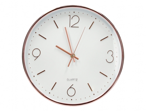 Reloj Q-connect de pared de metal redondo 30,5 cm movimiento silencioso color KF16950 , rosa dorado, imagen 2 mini