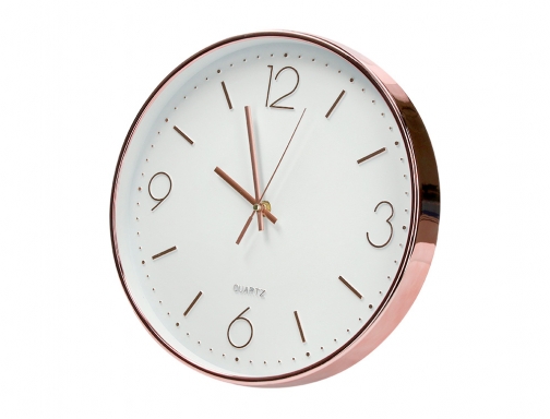 Reloj Q-connect de pared de metal redondo 30,5 cm movimiento silencioso color KF16950 , rosa dorado, imagen 3 mini