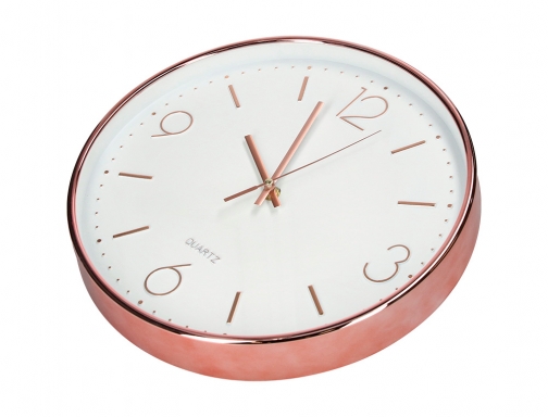 Reloj Q-connect de pared de metal redondo 30,5 cm movimiento silencioso color KF16950 , rosa dorado, imagen 5 mini