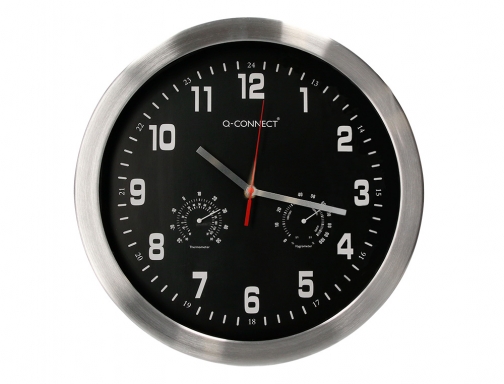 Reloj Q-connect de pared de metal redondo 35,5 cm movimiento silencioso color KF16953 , cromado, imagen 2 mini