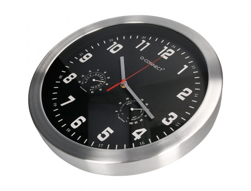 Reloj Q-connect de pared de metal redondo 35,5 cm movimiento silencioso color KF16953 , cromado, imagen 5 mini