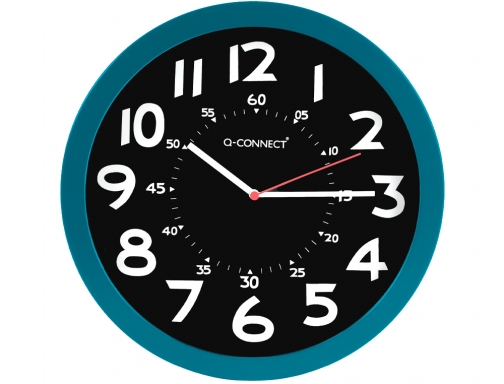 Reloj Q-connect de pared plastico oficina redondo 30 cm color azul y KF11214, imagen 2 mini
