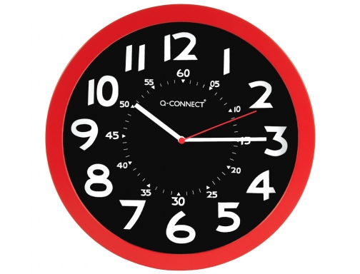 Reloj Q-connect de pared plastico oficina redondo 30 cm color rojo y KF11215, imagen 2 mini