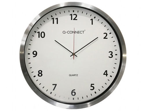 Reloj Q-connect de pared plastico oficina redondo 60 cm marco cromado KF11216, imagen 2 mini