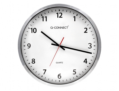 Reloj Q-connect de pared plastico oficina redondo 50 cm marco cromado KF11216, imagen 3 mini