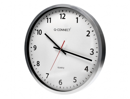 Reloj Q-connect de pared plastico oficina redondo 50 cm marco cromado KF11216, imagen 4 mini