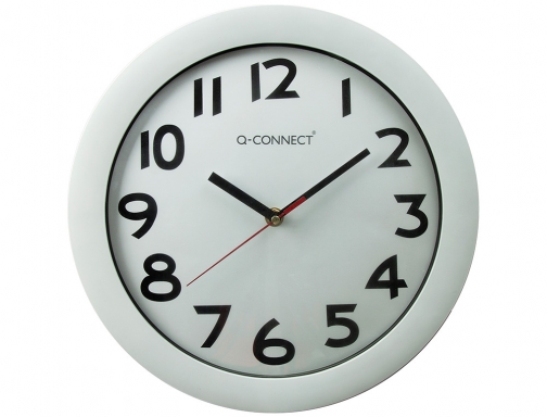 Reloj Q-connect de pared plastico oficina redondo 30 cm marco blanco KF15589, imagen 2 mini