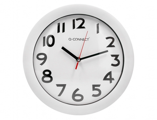 Reloj Q-connect de pared plastico oficina redondo 30 cm marco blanco KF15589, imagen 3 mini