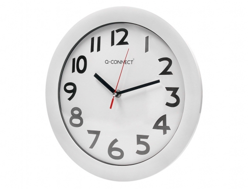 Reloj Q-connect de pared plastico oficina redondo 30 cm marco blanco KF15589, imagen 4 mini