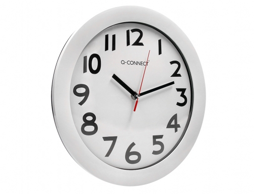 Reloj Q-connect de pared plastico oficina redondo 30 cm marco blanco KF15589, imagen 5 mini