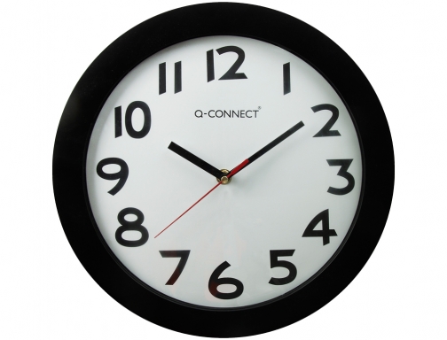 Reloj Q-connect de pared plastico oficina redondo 30 cm marco negro KF15590, imagen 2 mini