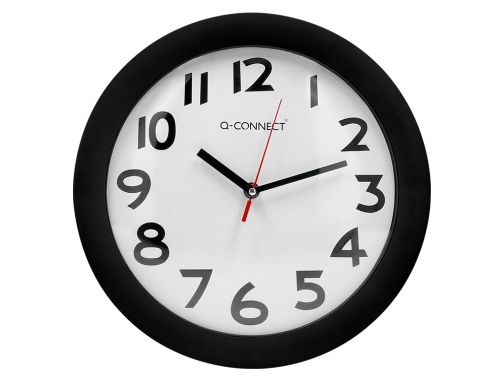 Reloj Q-connect de pared plastico oficina redondo 30 cm marco negro KF15590, imagen 3 mini