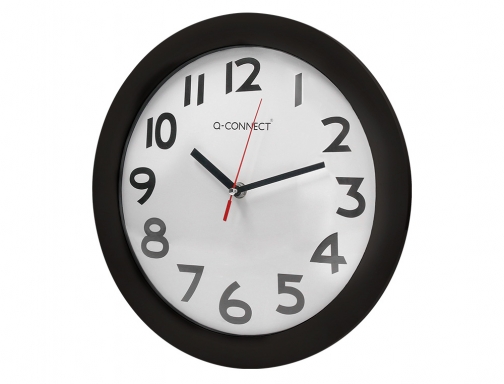 Reloj Q-connect de pared plastico oficina redondo 30 cm marco negro KF15590, imagen 4 mini