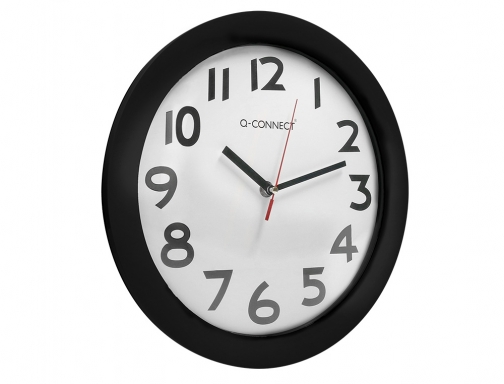 Reloj Q-connect de pared plastico oficina redondo 30 cm marco negro KF15590, imagen 5 mini