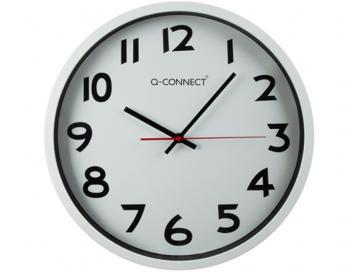 Reloj Q-connect de pared plastico oficina redondo 34 cm marco blanco KF15591, imagen 2 mini
