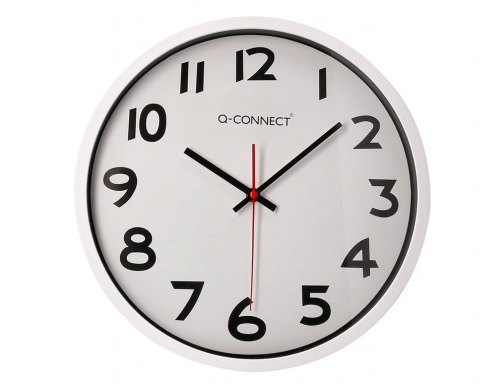 Reloj Q-connect de pared plastico oficina redondo 34 cm marco blanco KF15591, imagen 3 mini