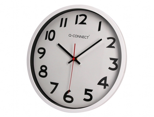 Reloj Q-connect de pared plastico oficina redondo 34 cm marco blanco KF15591, imagen 4 mini