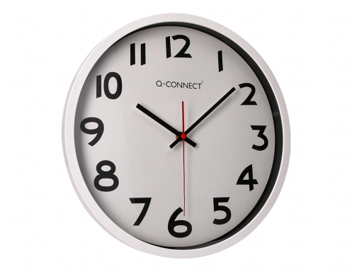 Reloj Q-connect de pared plastico oficina redondo 34 cm marco blanco KF15591, imagen 5 mini