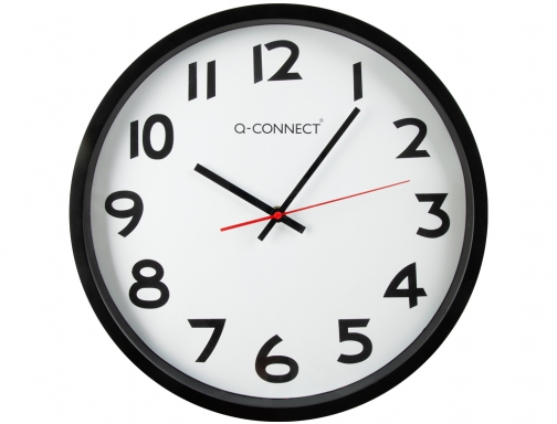 Reloj Q-connect de pared plastico oficina redondo 34 cm marco negro KF15592, imagen 2 mini