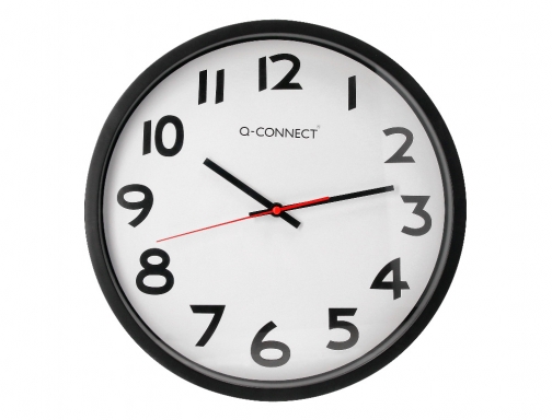 Reloj Q-connect de pared plastico oficina redondo 34 cm marco negro KF15592, imagen 3 mini