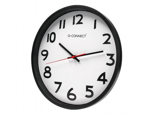 Reloj Q-connect de pared plastico oficina redondo 34 cm marco negro KF15592, imagen 4 mini