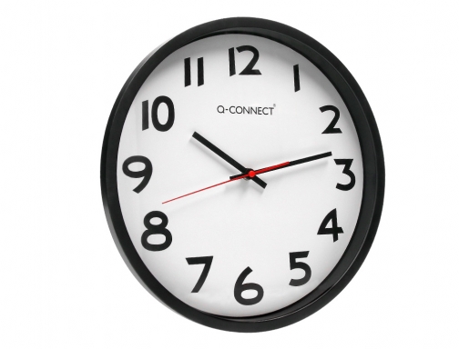 Reloj Q-connect de pared plastico oficina redondo 34 cm marco negro KF15592, imagen 5 mini