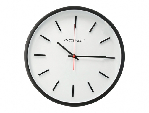 Reloj Q-connect de pared de plastico redondo 34,4 cm movimiento silencioso color KF16951 , negro, imagen 2 mini