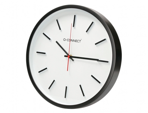 Reloj Q-connect de pared de plastico redondo 34,4 cm movimiento silencioso color KF16951 , negro, imagen 3 mini