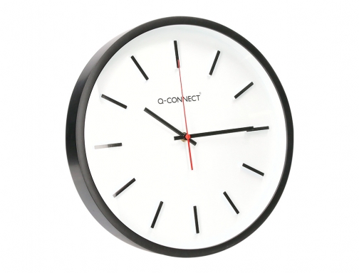 Reloj Q-connect de pared de plastico redondo 34,4 cm movimiento silencioso color KF16951 , negro, imagen 4 mini