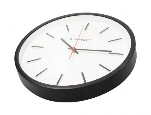 Reloj Q-connect de pared de plastico redondo 34,4 cm movimiento silencioso color KF16951 , negro, imagen 5 mini