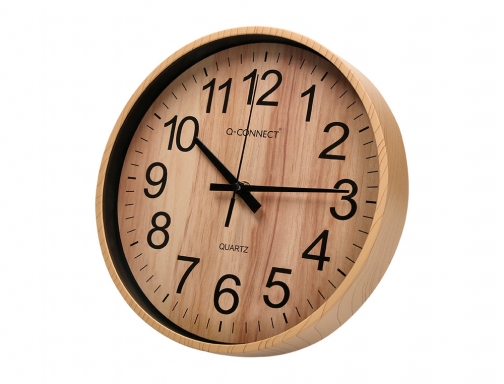 Reloj Q-connect de pared de plastico redondo 25,7 cm movimiento silencioso color KF16952 , madera, imagen 3 mini