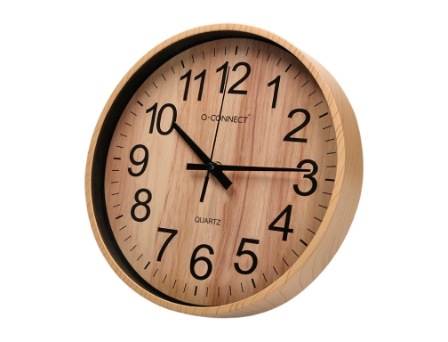 Reloj Q-connect de pared de plastico redondo 25,7 cm movimiento silencioso color KF16952 , madera, imagen 3 mini