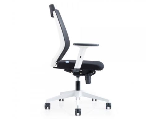 Silla Rocada de oficina con brazos regulables y respaldo malla negro tapizada 908W-4 , blanco, imagen 4 mini