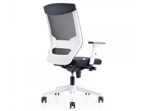 Silla Rocada de oficina con brazos regulables y respaldo malla negro tapizada 908W-4 , blanco, imagen 5 mini