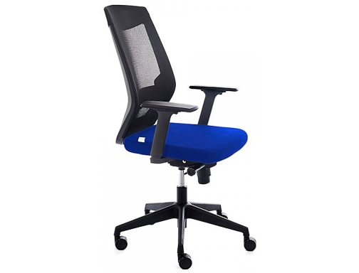 Silla Rocada de oficina con brazos tapizada en tela ignifuga azul y RD-908-3, imagen 2 mini