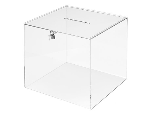 Urna electoral Archivo 2000 cuadrada con llave metacrilato 3 mm 300x300x300  mm 652003 CS TP , transparente