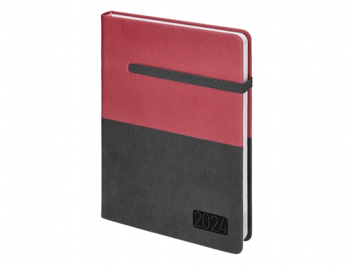 Agenda encuadernada Liderpapel leontio A5 2024 dia pagina gris y rojo papel 167032, imagen 5 mini