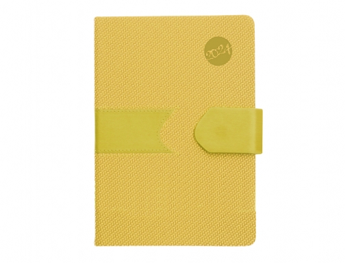 Agenda encuadernada Liderpapel lidhor 15x21 cm 2024 dia pagina color amarillo papel 167072, imagen 3 mini