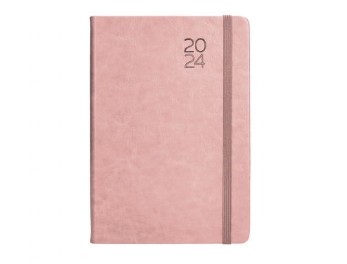 Agenda encuadernada Liderpapel mykonos 15x21 cm 2024 dia pagina color rosa papel 167099, imagen 3 mini