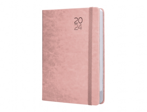 Agenda encuadernada Liderpapel mykonos 15x21 cm 2024 dia pagina color rosa papel 167099, imagen 5 mini