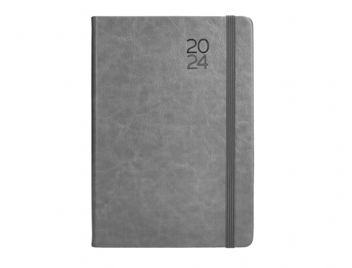 Agenda encuadernada Liderpapel mykonos 15x21 cm 2024 dia pagina color gris papel 167102, imagen 3 mini