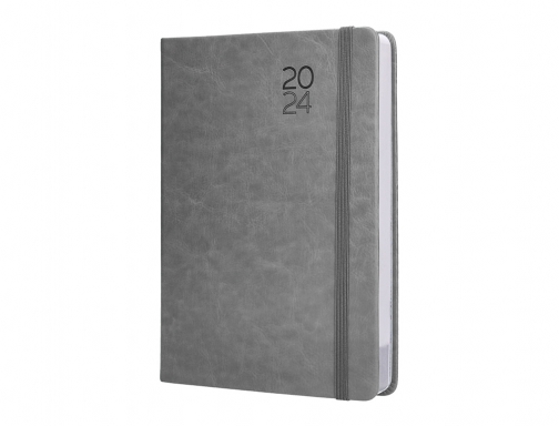 Agenda encuadernada Liderpapel mykonos 15x21 cm 2024 dia pagina color gris papel 167102, imagen 5 mini