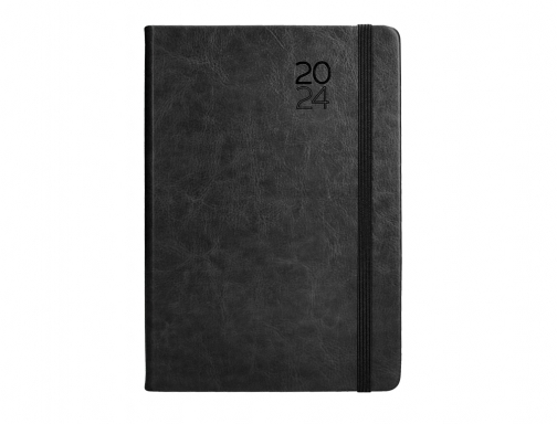 Agenda encuadernada Liderpapel mykonos 15x21 cm 2024 dia pagina color negro papel 167103, imagen 3 mini