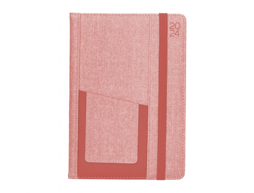 Agenda encuadernada Liderpapel saria A5 2024 semana vista color rosa papel 70 167104, imagen 3 mini