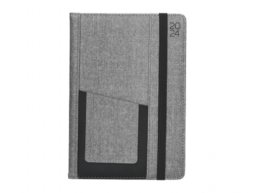 Agenda encuadernada Liderpapel saria A5 2024 semana vista color gris papel 70 167106, imagen 3 mini