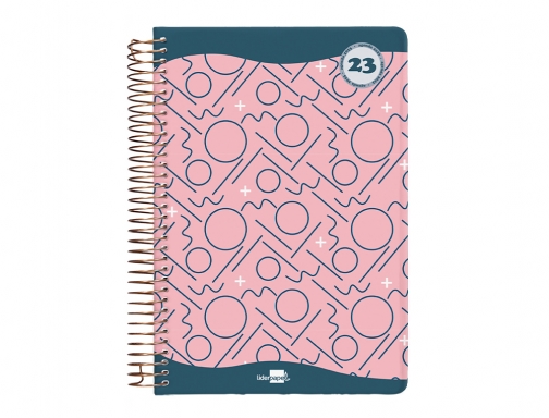 Agenda espiral Liderpapel classic A5 2023 semana vista portada polipropileno papel 70 163952 , rosa, imagen 2 mini
