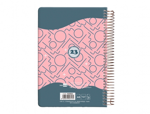 Agenda espiral Liderpapel classic A5 2023 semana vista portada polipropileno papel 70 163952 , rosa, imagen 3 mini