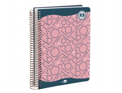 Agenda espiral Liderpapel classic A5 2023 semana vista portada polipropileno papel 70 163952 , rosa, imagen 4 mini